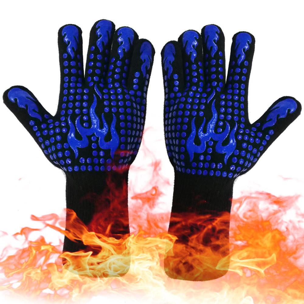Piece BBQ Gloves Microwave Gloves High Temperature Resistance Barbecue Glove Oven Mitts 500 800 Degree Fireproof Grill Glove