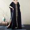 Solid Heavy Embroidery Plus Size Loose V-Neck Pullover Bohemian Vacation Solid Color Long Dresses