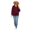 New Autumn Women's Round Neck Long-sleeved Pullover Zipper Medium and Long Solid Color Plush Splicing Sweater