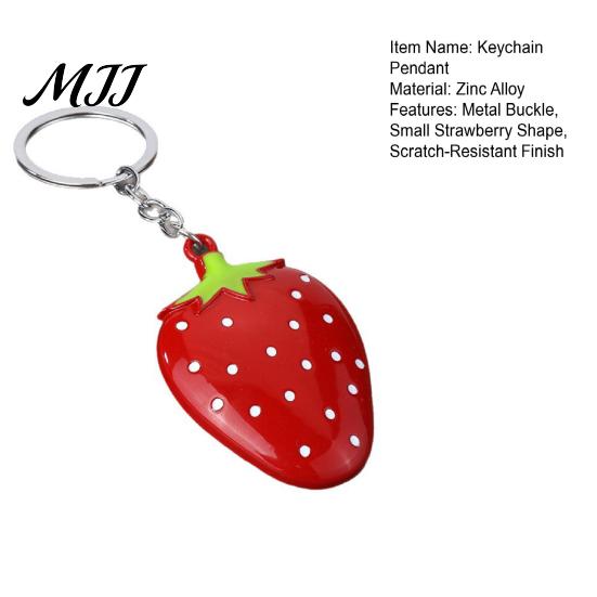 Everyday Use Keychain Zinc Alloy Pendant, Small Strawberry Shape Shiny Pendant Key Holder, Car Keys Backpacks Suitcases Accessory Suitcase