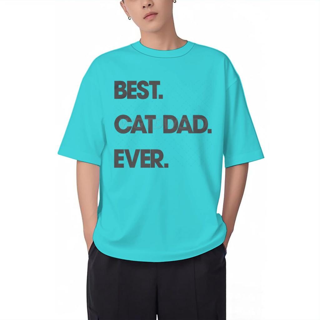 Best Cat Dad Ever Letter Print T Shirts Classic Retro Animal Lover Gifts Tees Male Short Sleeve Cotton Tees Fun Homme Camiseta