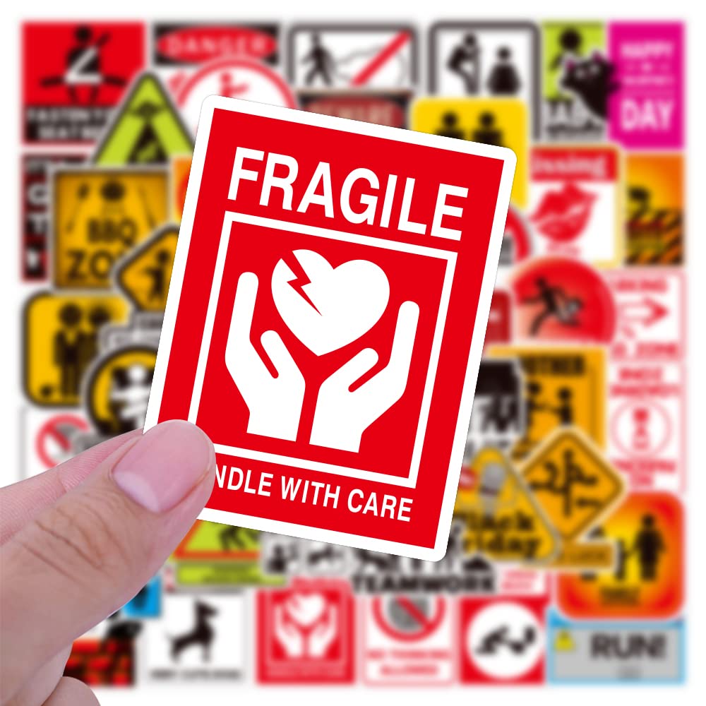 sanyuexiaozai Waterproof Decal for Laptop Motorcycle Snowboard Car Warning Stickers, DIY Decoration, Pack of 100