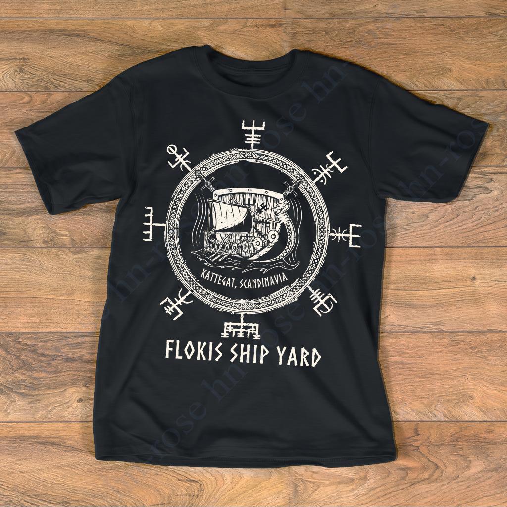 Boy's Casual Cotton Crew Neck T-shirt Flokis Ship Yard Vikings Valhallas Odin Norse Nordic Mythology Culture T-Shirts