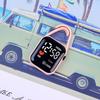 Square LED Heart Keychain Watch - Portable Youth Pendant with Night Light
