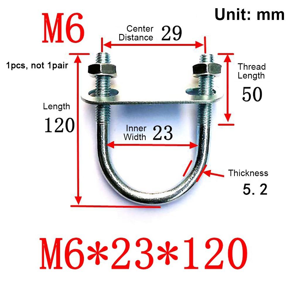 1Pcs New Galvanized Q235 Carbon Steel M8 Round Tube Clamp With Baffle Screws Round Bolt Pipe U-clamp for Round Tube