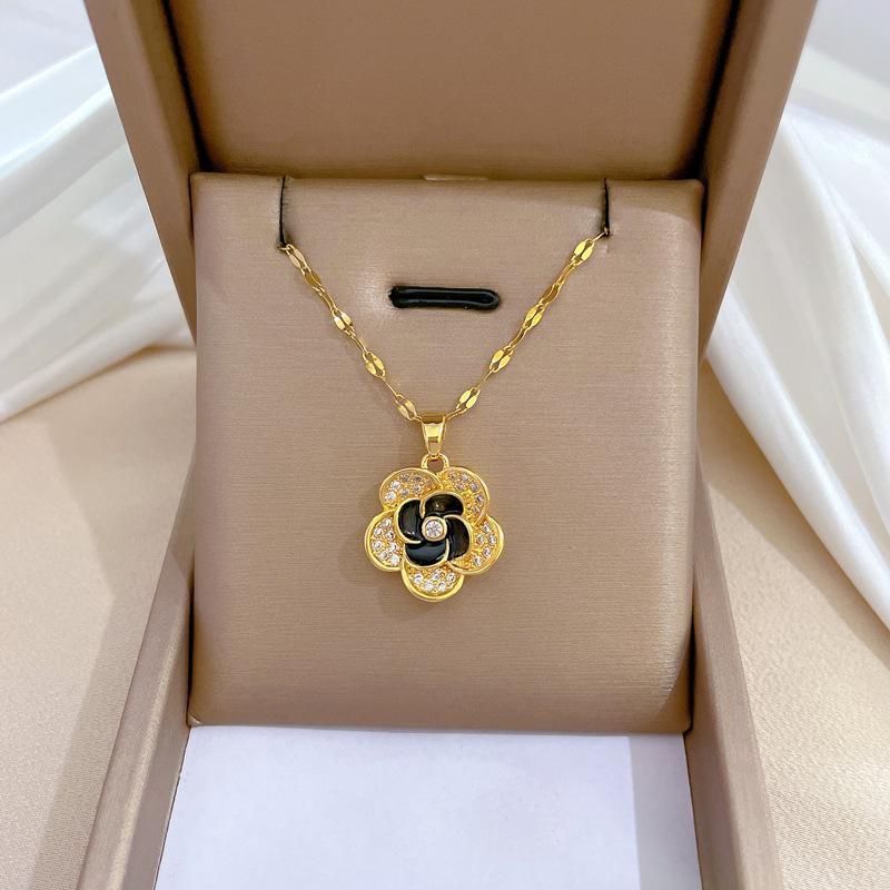 Collier à la mode pour femmes, en cuivre, Micro incrusté, en acier, Simple, maille rouge, chaîne de collier exquise