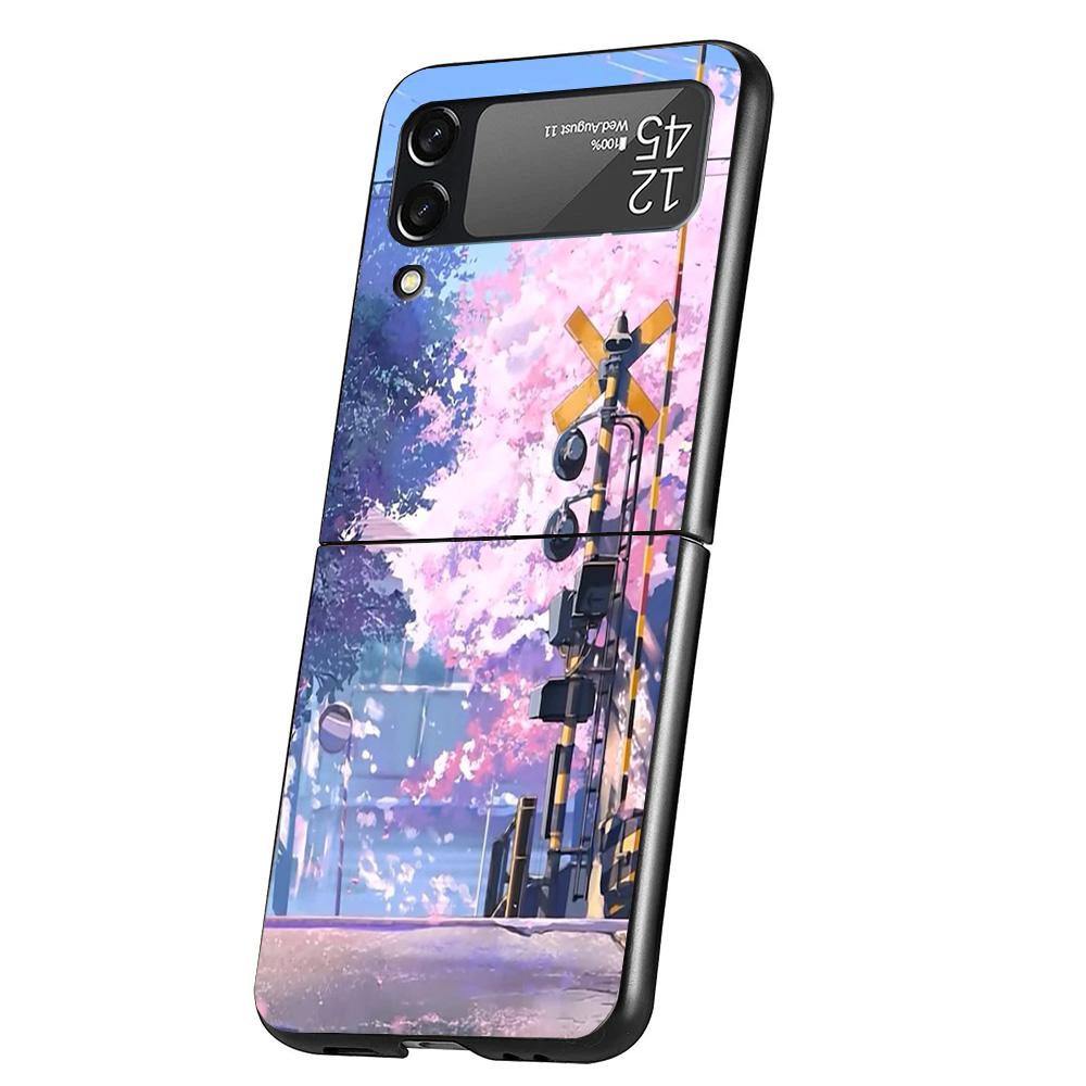 Anime Aesthetic Scenery Case Phone Cover for Samsung Galaxy Z Flip 7 6 5 4 3 5G ZFlip7 ZFlip6 ZFlip5 ZFlip4 ZFlip3 Black Fundas