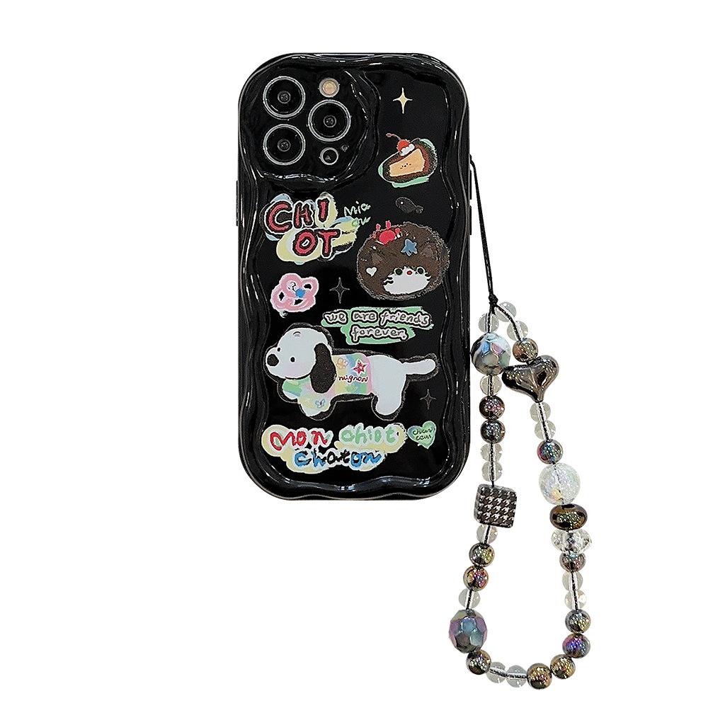 Anwendbar auf Apple 13 Handyhülle IPhone 14 ProMax Ölgemälde Graffiti Welpe XR Süß Cool 11 Armband 12 Weich 15