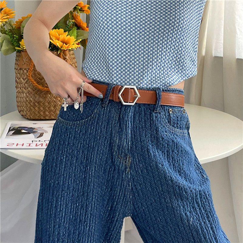 

Hexagonal Unique Design Womens Jeans Belt For Youth Fashion Available In Black White Tan And Brown Colors бежевый