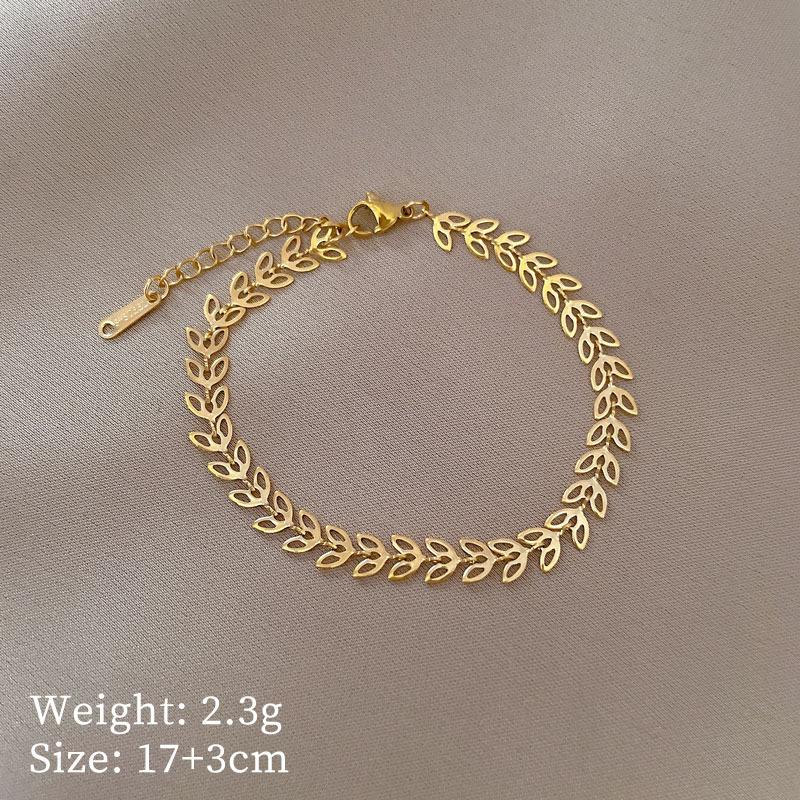 Titanium Steel Dongmen Personalized Minimalist Wind Lucky Grass Personalized Chain Bracelet Female Retro Girlfriend