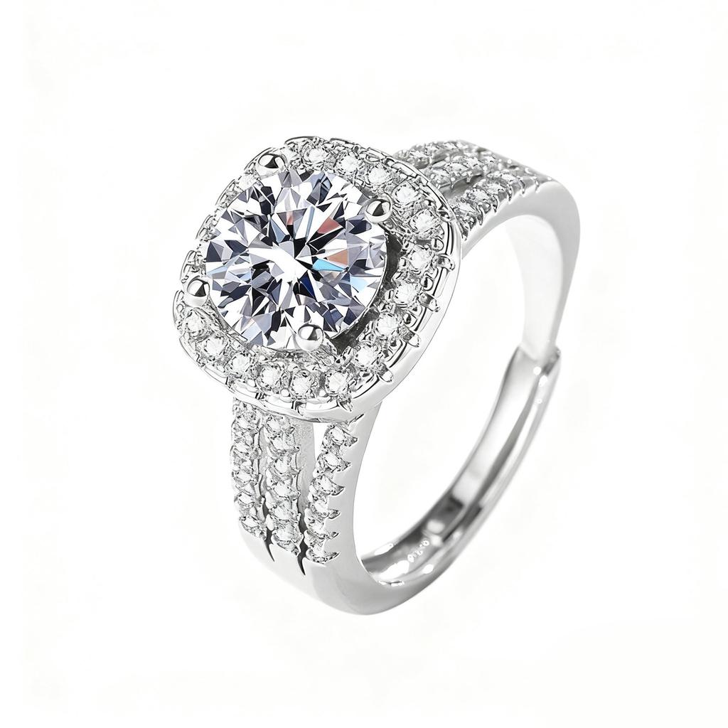 2026 Inlaid Square Bag Zircon Ring Women's Light Luxury Personality Ring Index Finger Ring