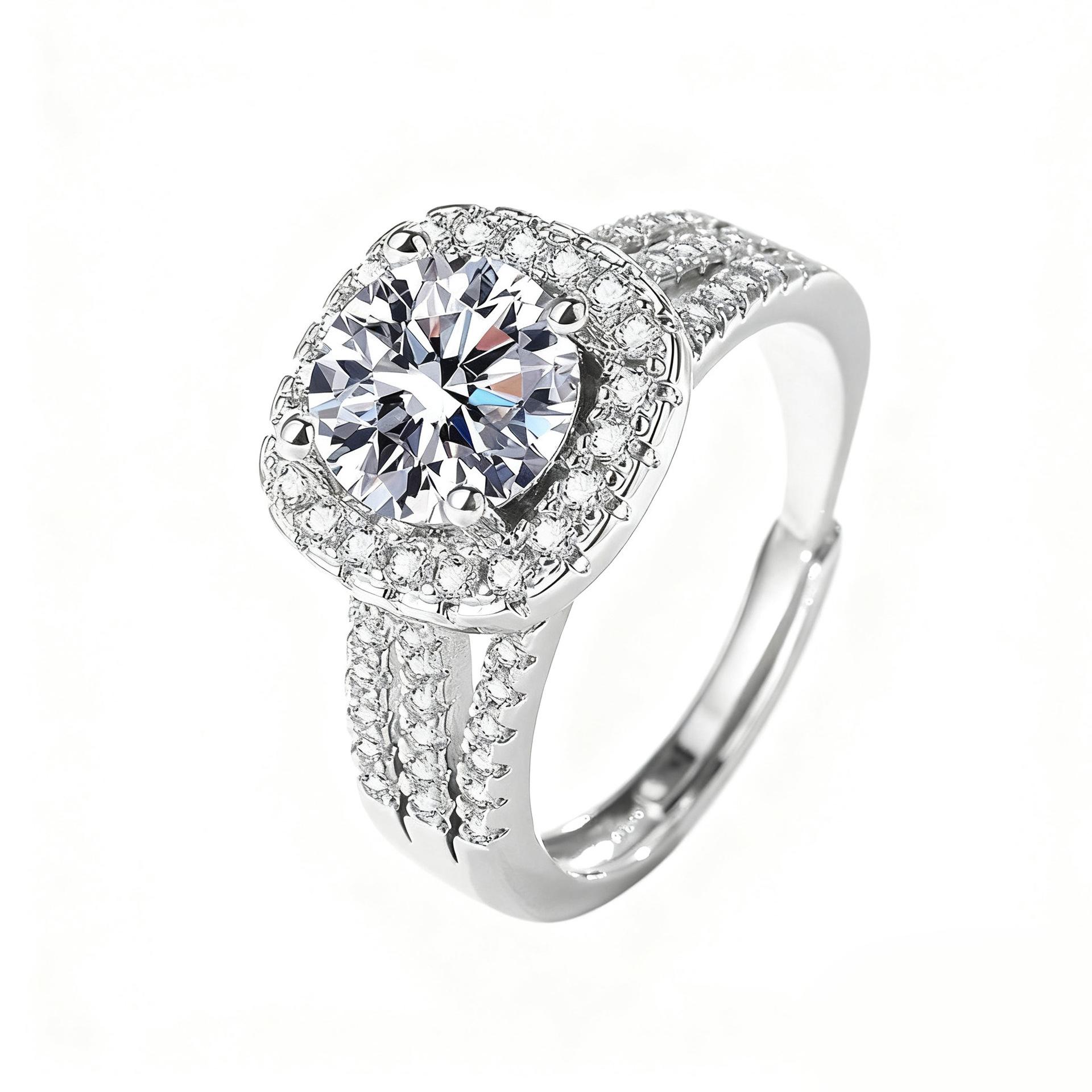 2026 Inlaid Square Bag Zircon Ring Women s Light Luxury Personality Ring Index Finger Ring Resizable