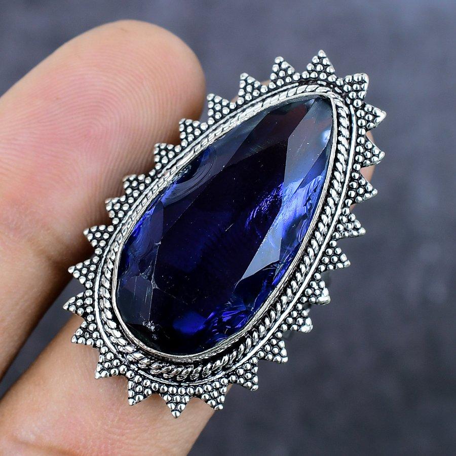 Natural Amethyst Gemstone 925 Sterling Silver Jewelry Ring Size 8.5 H6O50