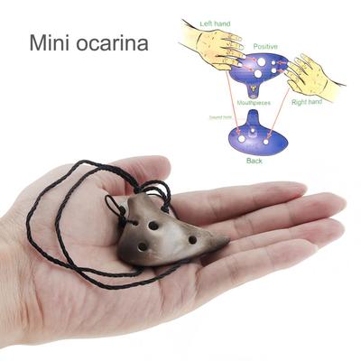 Mini 6 furos soprano c tom colar instrumento de flauta ocarina com corda pendurada