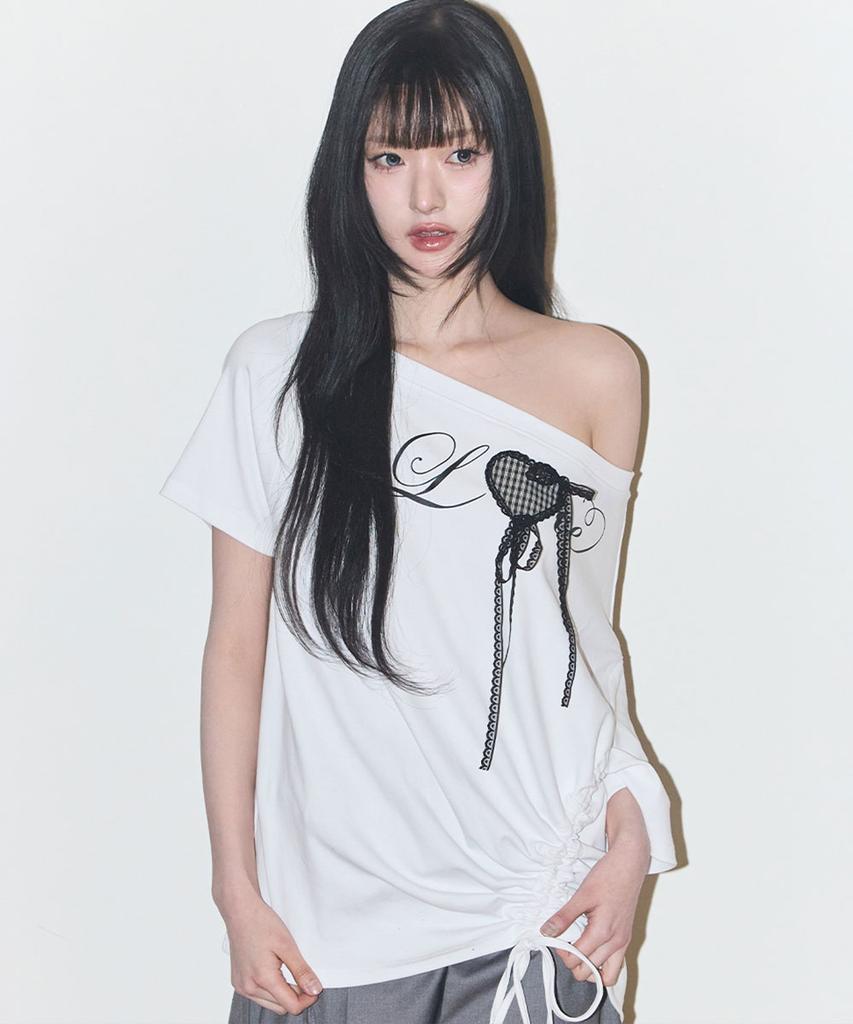 ILLIGO Love One-Shoulder Oversized T-Shirt White