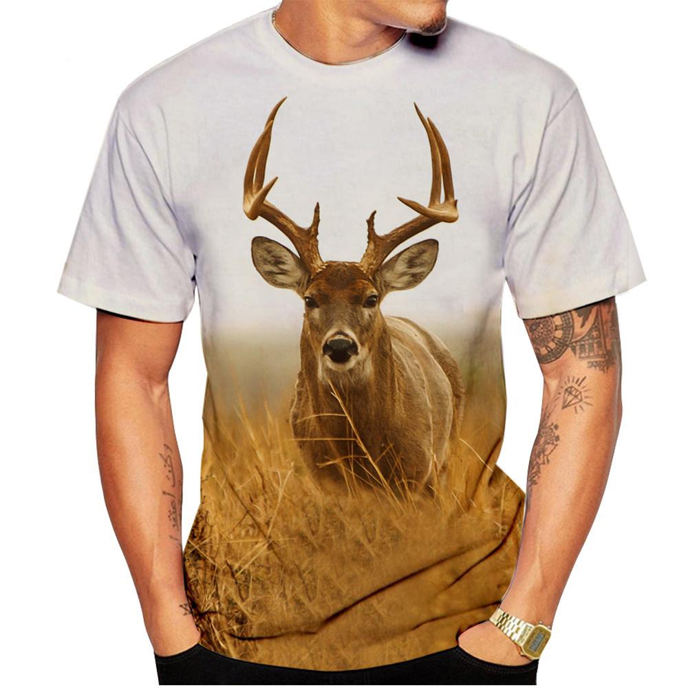 Letní novinka Deer Animal 3D tisk Trička O Neck Muži Ženy Tričko s krátkým rukávem Nadměrná trička Harajuku Trička Dětské oblečení