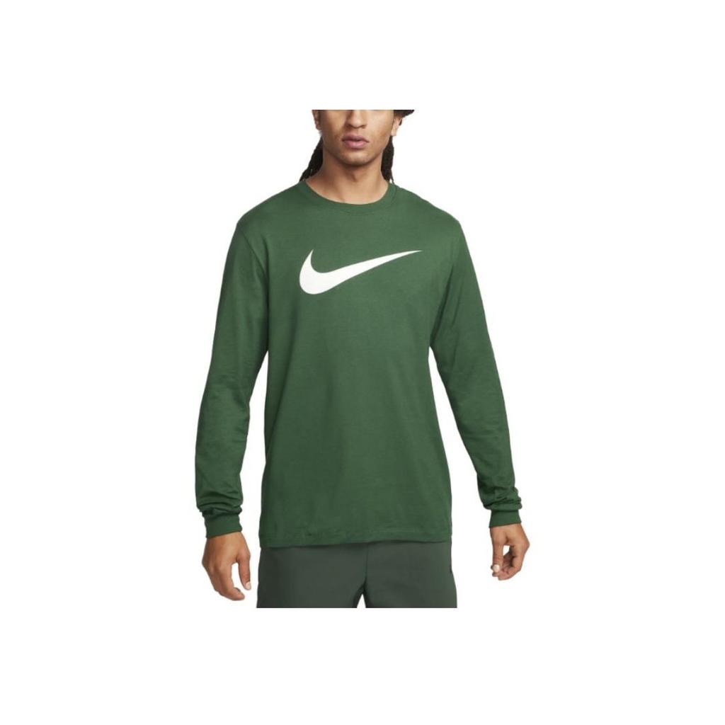 Nike Solid Color Crew Neck Long Sleeve T-Shirt Men Tops Green DZ2987-323
