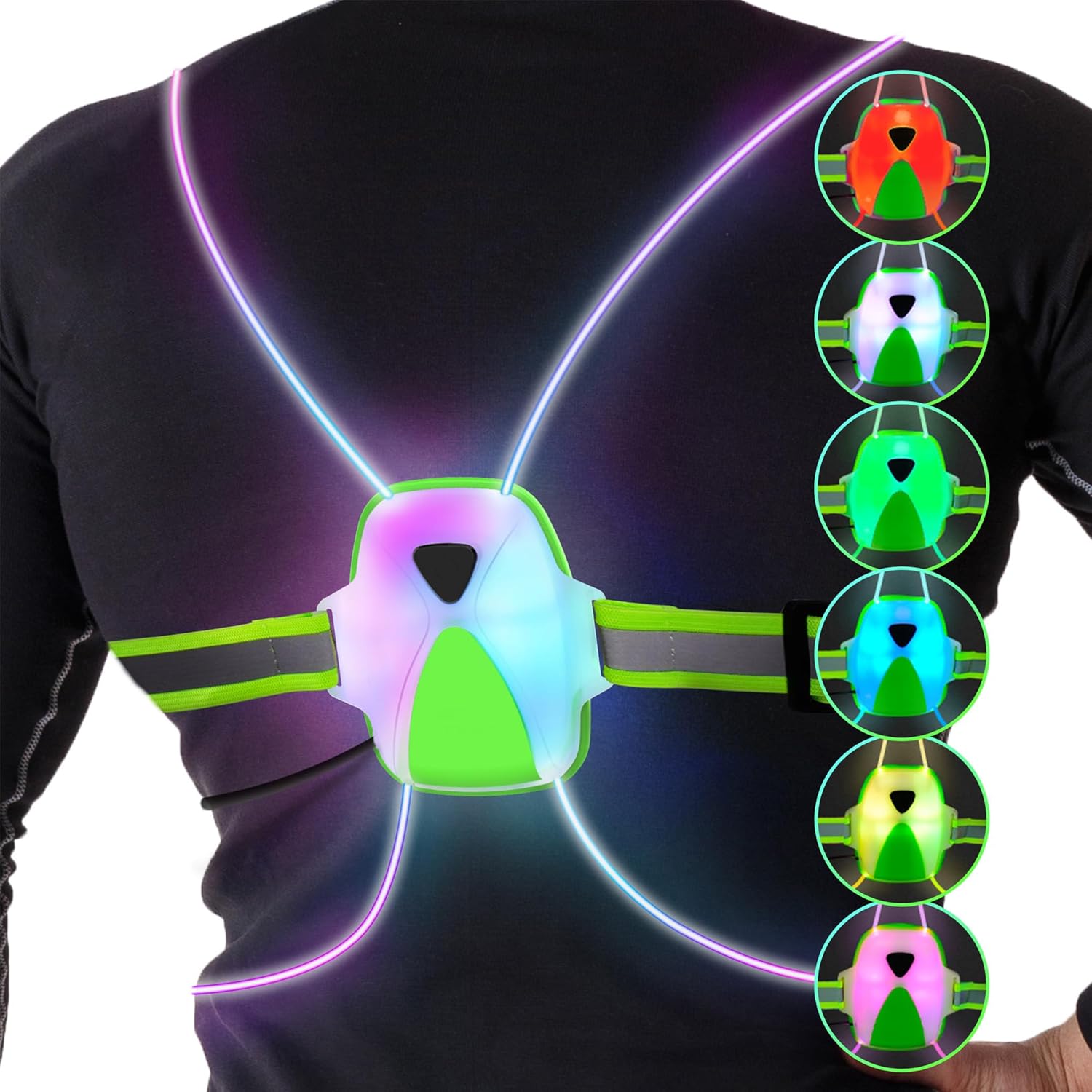 Led Reflective Running Vest Light, Running Vest for Men/Women Runner, Cycling, Walking, Reflective Running Gear with Front Light