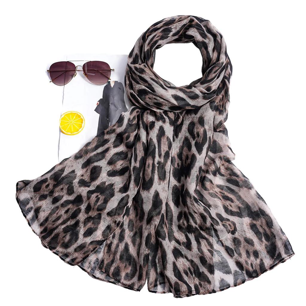 Hijab Fashion con Stampa Leopardo per Donna Sciarpa Lunga Stampata in Filato di Bali Turbanti Musulmani per Donna Sciarpa Hijab Femme Musulman