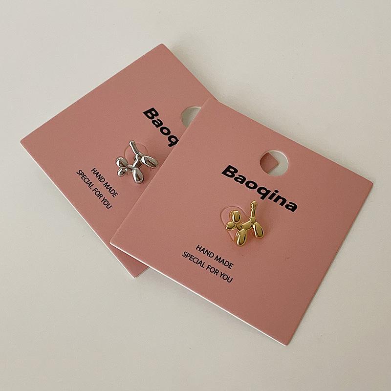 Balloon Dog Metal Earbone Stud Female Simple Personality Fashion Temperament Versatile Cochlea Titanium Steel Screw Earrings
