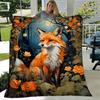 1pc Fox Printing Lightweight Flannel Blanket, Comfortable and Warm Blanket, for Camping Sofa Bed and Couch Office, Gift
