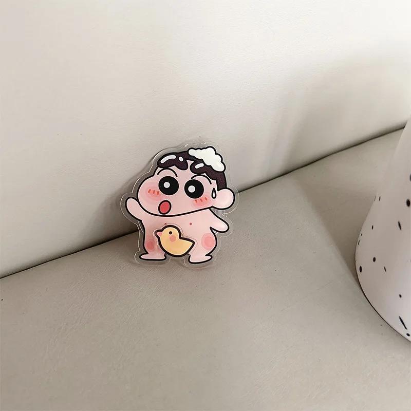 Crayon Shin Chan Anime Figures Cartoon Mobile Phone Cushion Bracket Interest Back Stick Telescopic Bracket Desktop Ornament Gift