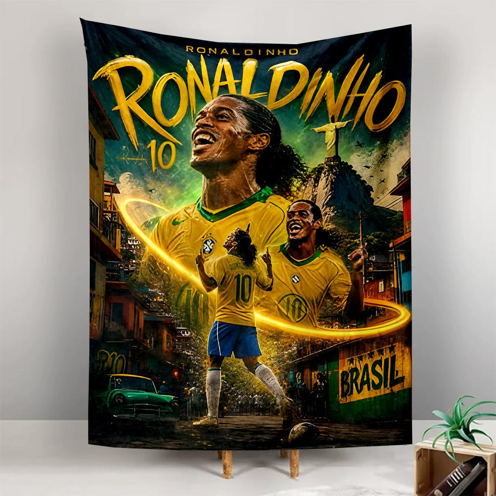 Tapestry Ronaldinho Brazil Number 10 Rio Christ Street Football Star Poster Wall Hanging
