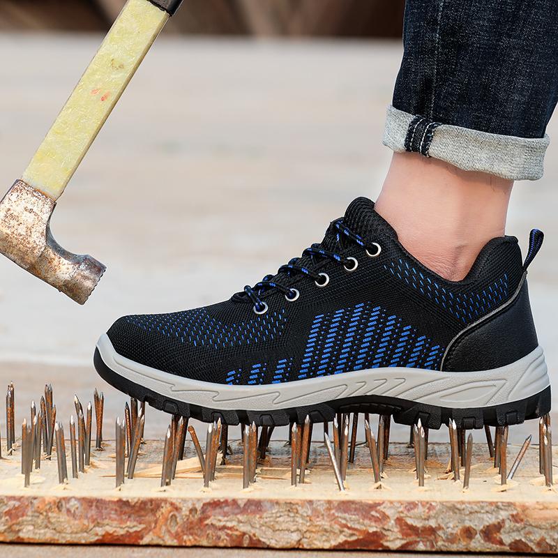 Παπούτσια Ασφαλείας για Άνδρες Γυναίκες Μεταλλικό Μύτη Αντιστατικά Αντιθραυστικά Αντιδιατρητικά Αναπνεύσιμο Άνω Μέρος Άνετα Μαλακά Παπούτσια Εξωτερικού Χώρου