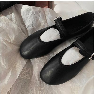 Studiolee Well-behaved Round Head Leather Soft Surface Minimalist Word with Shallow Mouth Girl Mary Jane Single Shoes