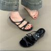 Summer 2025 Women's Wedge Heel Slippers with Butterfly Knot Soft Bottom Outdoor Wear Microfiber Korean Style Ladies Slides