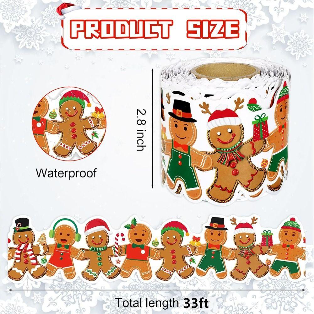 Self-Adhesive Border Decorative Sticker Christmas Tree Snowman Black Board Decorative Stickers Penguin Paper
