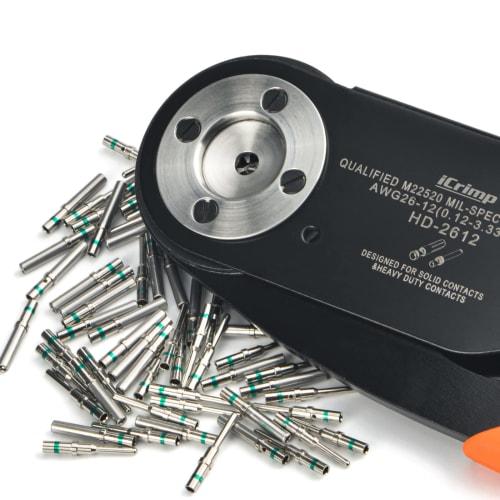 IWISS M22520/1-01 (HDT-48-00), 4-Indent Crimping Tool for Contact Pins, MIL-Spec, for DEUTSCH DT, DTM, and DTP, 0.12 to 3.5 sq.
