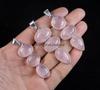 Natural Pink Rose Quartz Gemstone Pendant Bulk Wholesale Bezel Pendant Necklace Healing Crystal Jewelry Boho Pendant Necklace