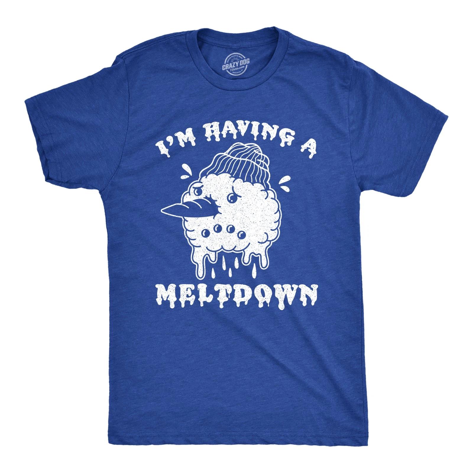 Mens I m Having A Meltdown T Shirt Funny Winter Snowman Anxiety Novelty Tee S