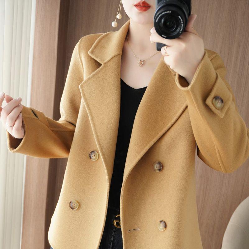 

Petite Short Wool Coat for Middle-Aged Women - New Chinese Style, Loose Fit S (80-110 lbs)