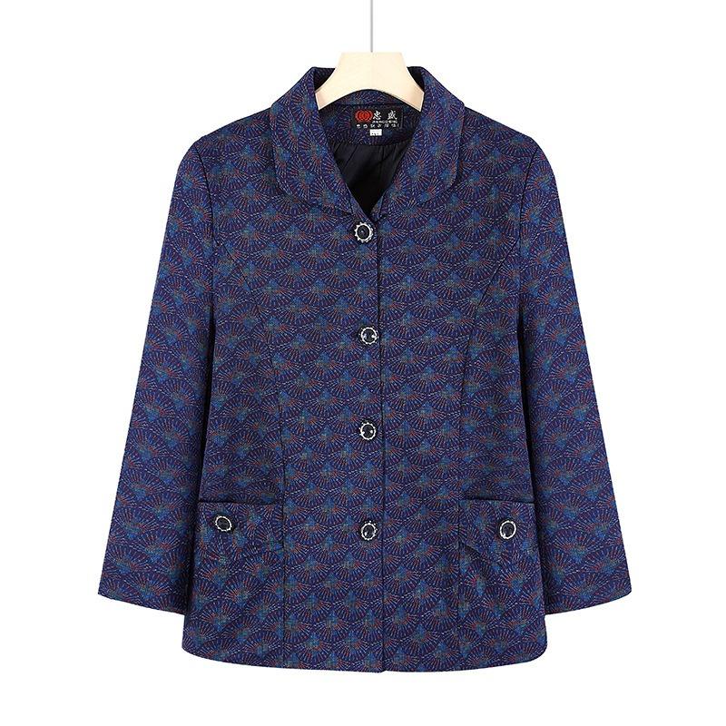 Autumn Women's Top with Lining, Year 0 Thin Coat, Old Lady Lapel Gown
