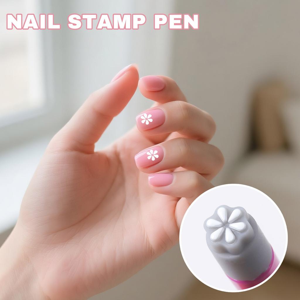 Nail Pattern Pen Set, Including Flower Pattern  Pen,  And Dotting Tools In Various Patterns, Nail DIY Kit.