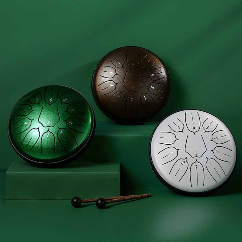 6 Inch 11 Notes Tongue Drum Professional Practice Percussion Instruments Accessories Small Portable Tongue Drums Gift