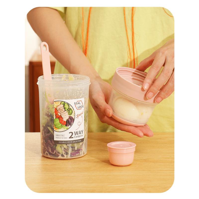 1ks Bento box, Snídaňový box, Kelímek na ovesnou kaši, cereálie, ořechy, jogurt, salát, Vzduchotěsná sada nádob s vidličkou a víčkem, Kelímek na omáčku, pro zpět do školy, do třídy, na vysokou školu