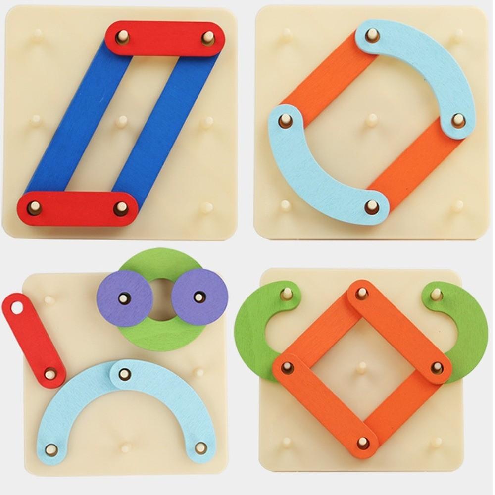 Wooden Geometric Pegboard Puzzle Lightweight Color Cognize Puzzle Board Game Educational Toys