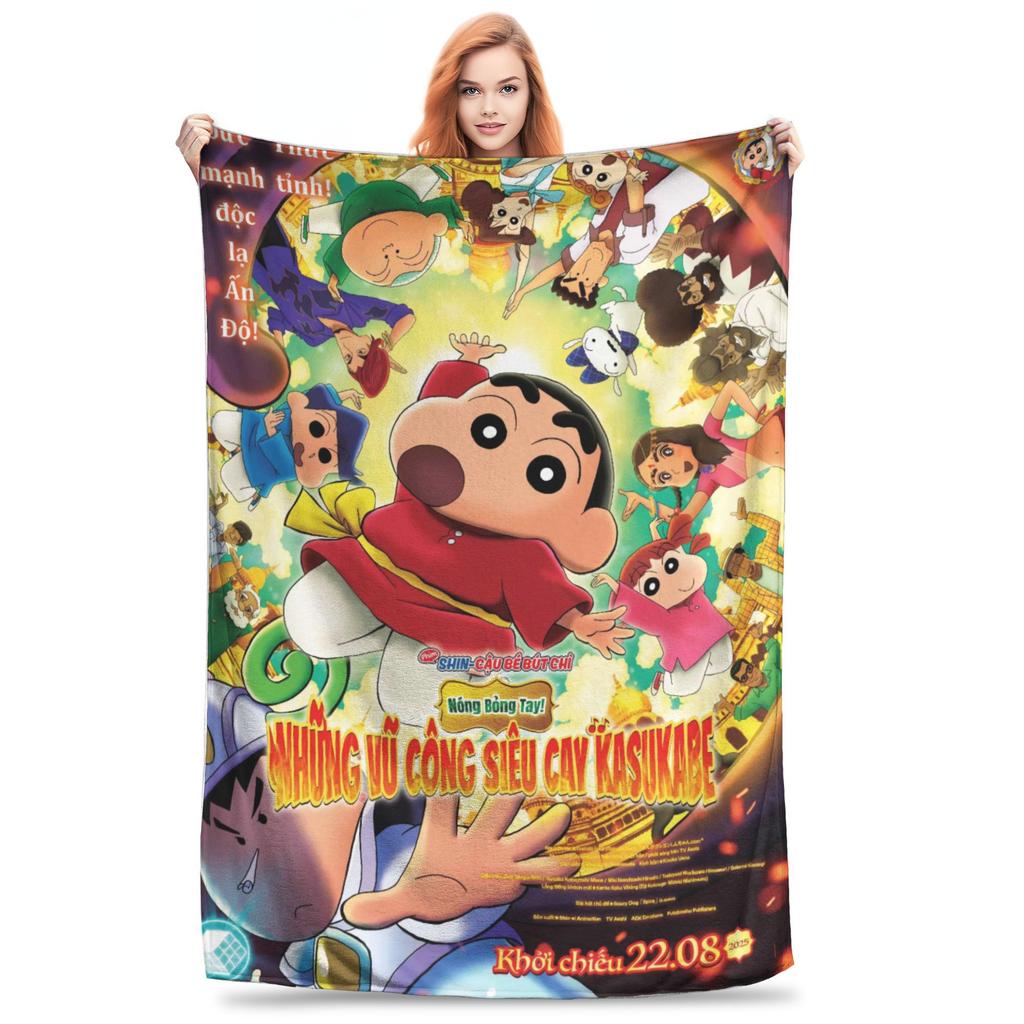 Crayons Shin-chans 2025 Funny Cartoon Flannel Blankets Winter Soft Throw Blanket for Boy Girl Home Decor Bedspread Bed Cover
