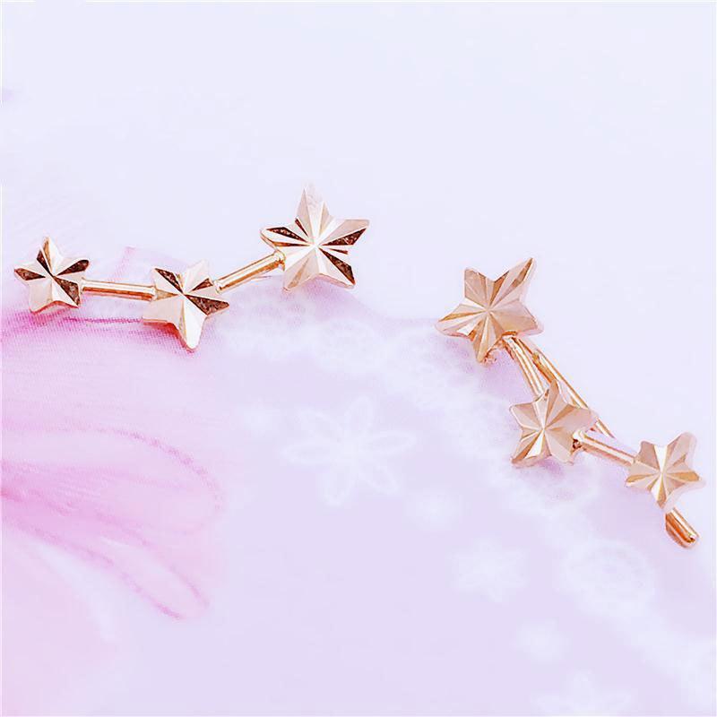 Purple Gold Star Shining Earrings Simple And Exquisite Temperament Color Gold Plated Rose Gold Earrings