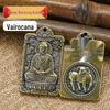 Amulet of Eight Guardian Deities Keychain: Brass Five Emperors Coins with Twelve Zodiac Pendant.