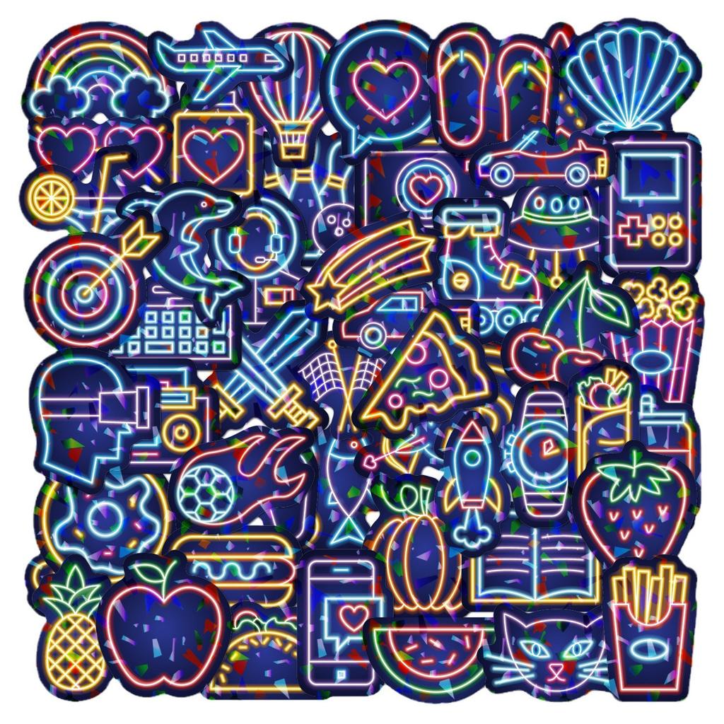 Neon Stickers 50 Holographic Flash Bicycle Motorcycle Helmet Guitar DIY Laser Stickers