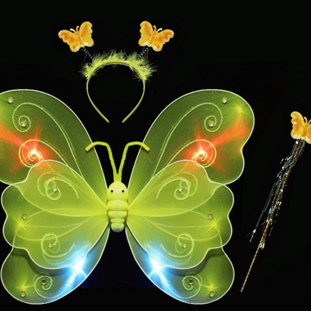 Funny Glowing Butterfly Wings Luminous Butterfly Skirt Lights Suits Children s Day yellow wings