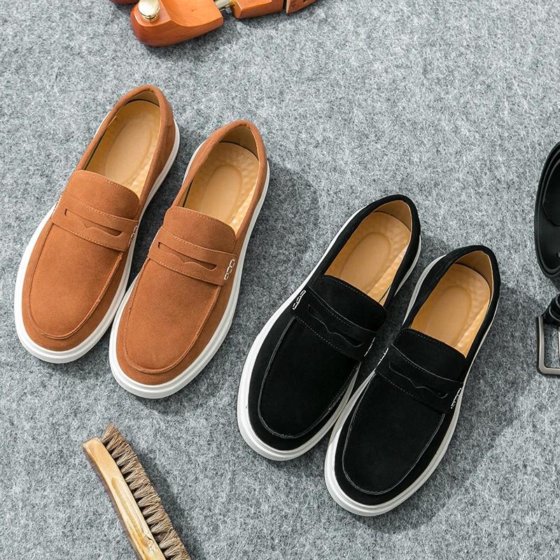 Spring New Comfortable Suede Loafers Men's Casual Wear-resistant Shoes for Men Outdoor Soft Soled Non Slip Casual Designer Shoes
