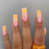 Artificial Nails Medium-long Square False Nails Irregular Yellow Stripes 24 Pieces Wearable Nails