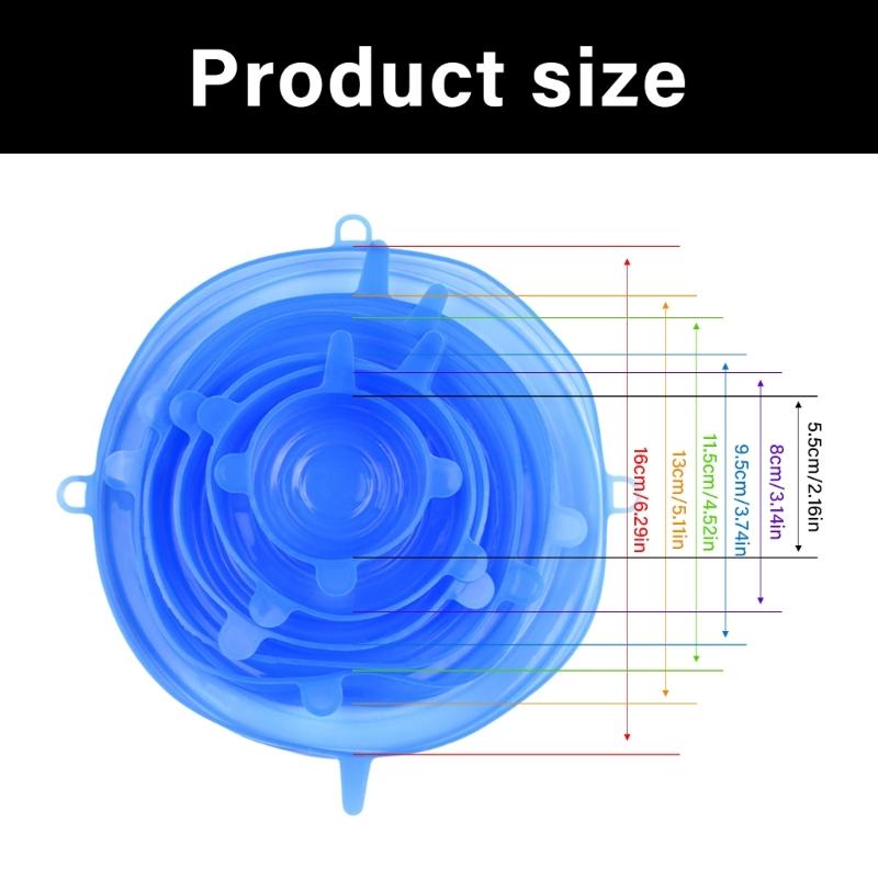 6PCs Silicone Food Covers With Smile Design Stretchable Efficient Lids Silicone Bowl Covers For Kitchen Storage