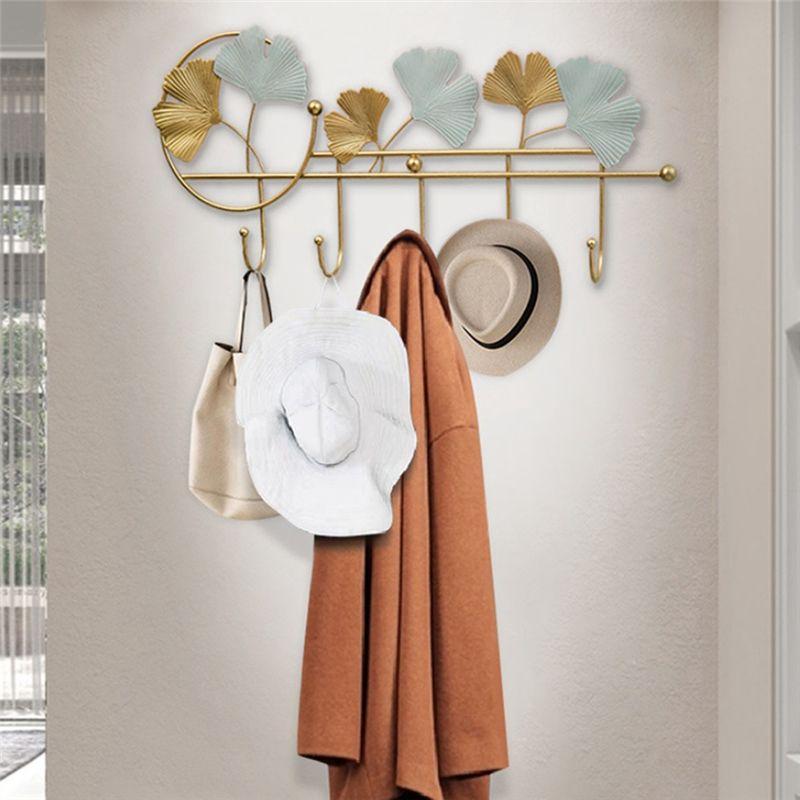 A20F-Modern Hook Up Fan-Shaped Leaf Hook Key Holder Wall Hooks Hanging Leaves Bathroom Wall Hook Decorative Minimalist Home