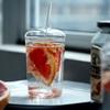 450ML Transparent Glass Iced Coffee Cup Ins Style Clear Glass with Lid and Straw Tea Cup Beer Juice Milk Water Cup Drinkware
